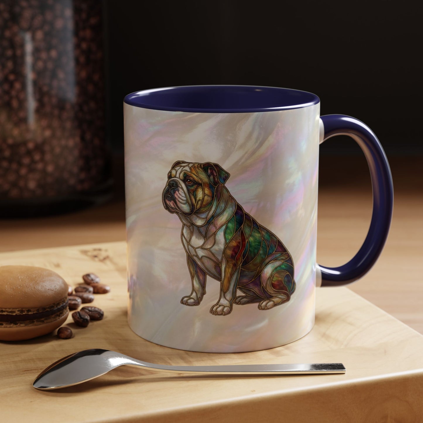 English Bulldog Accent Coffee Mug -Stained Glass Style (11/15oz) - 14630