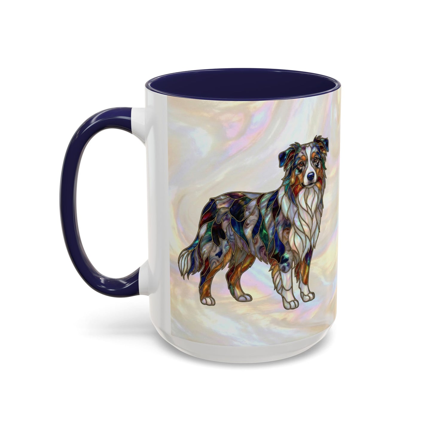 Australian Shepherd Accent Coffee Mug — Stained Glass Design (11/15oz) -14614