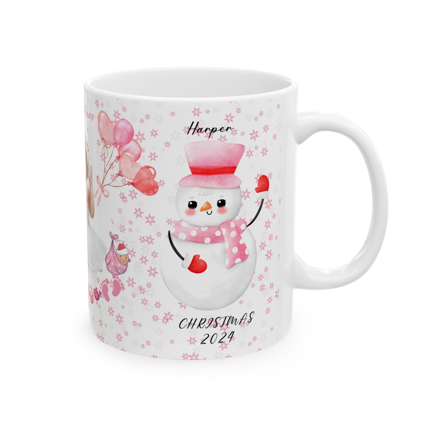 First Christmas, Baby Girl, Customizable - Ceramic Mug, (11oz, 15oz) - 10003