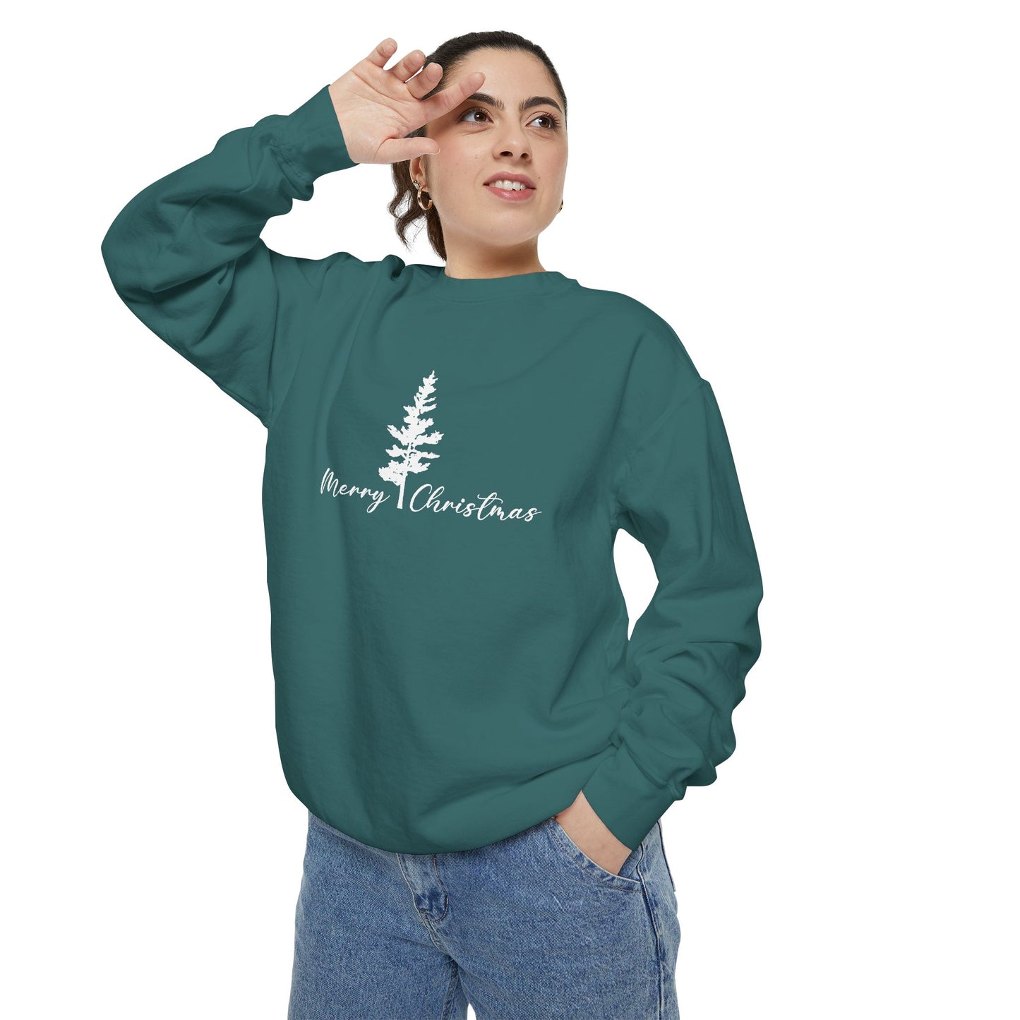 Tree, Merry Christmas - Unisex Garment-Dyed Sweatshirt - 10395