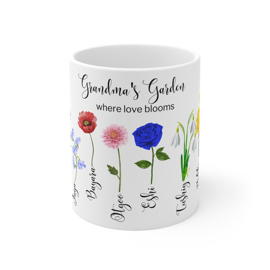 Grandma's Garden Where Love Blooms" Customizable - Mug 11oz