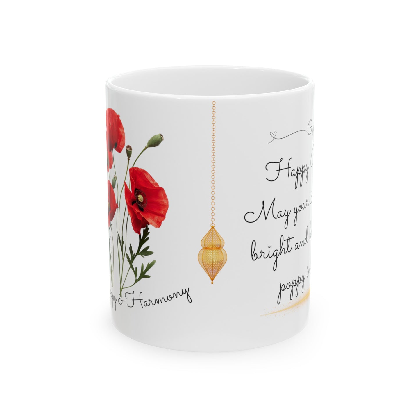 Happy Birthday August, Poppy, Customized Ceramic Mug, (11oz, 15oz)