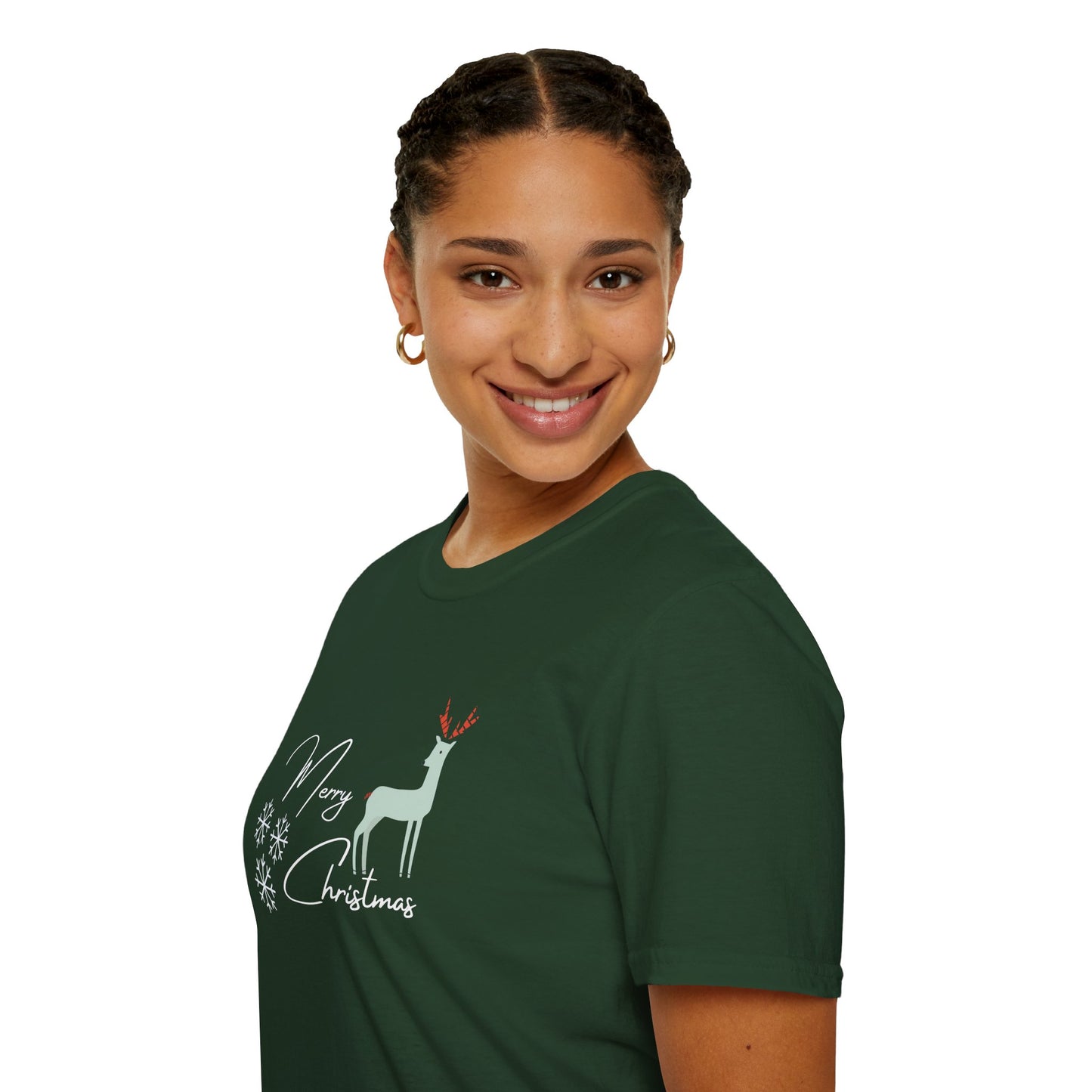 Reindeer, Merry Christmas - Unisex Softstyle T-Shirt - 10200