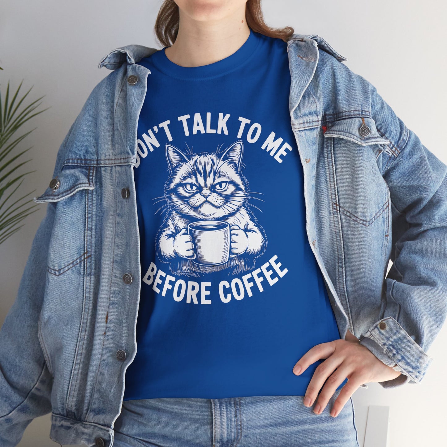 Funny Cat Coffee T-Shirt – “Don’t Talk To Me Before Coffee” Graphic Tee | Cute Grumpy Cat Shirt Gift - 14842