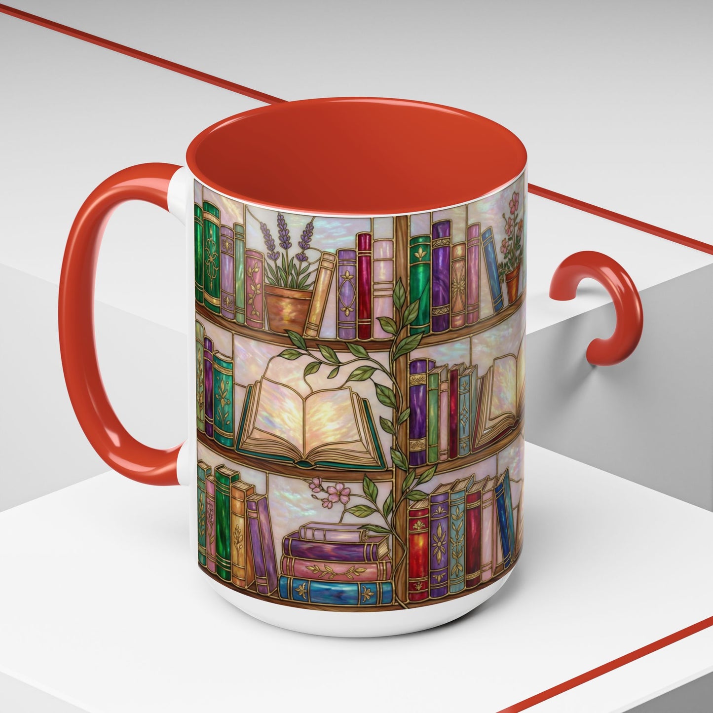 Bookish Accent Coffee Mug — Stained Glass Design (11/15 oz) - 14528