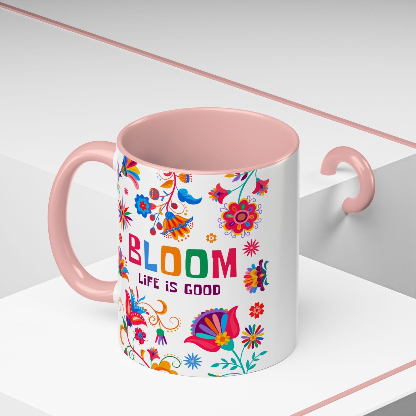 Colorful Floral Accent Coffee Mug - Bloom Life is Good - 14082