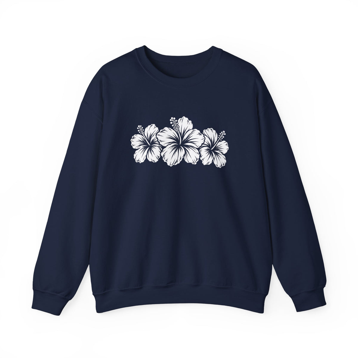 Hibiscus Floral Crewneck Sweatshirt,  Tropical Flower Graphic - 14996