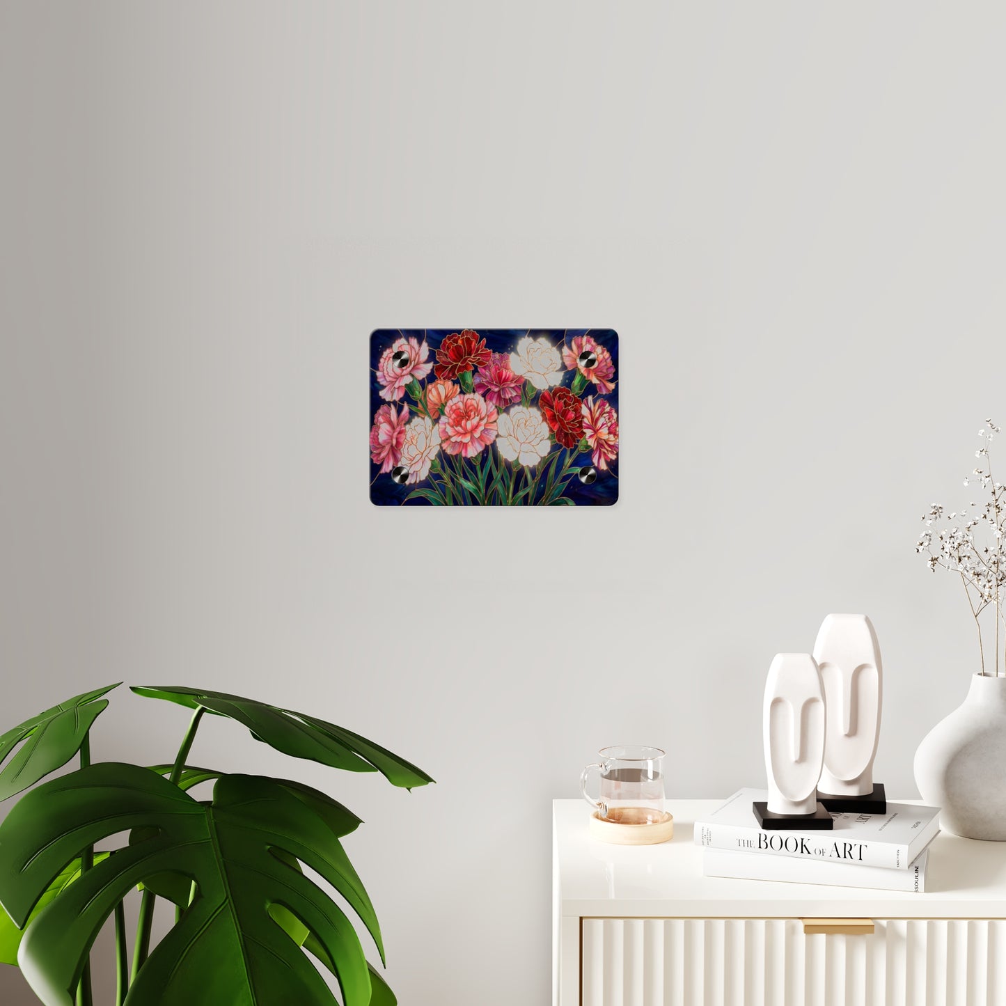Carnation Bouquet Acrylic Wall Art Panel — Floral Home Décor - 14599