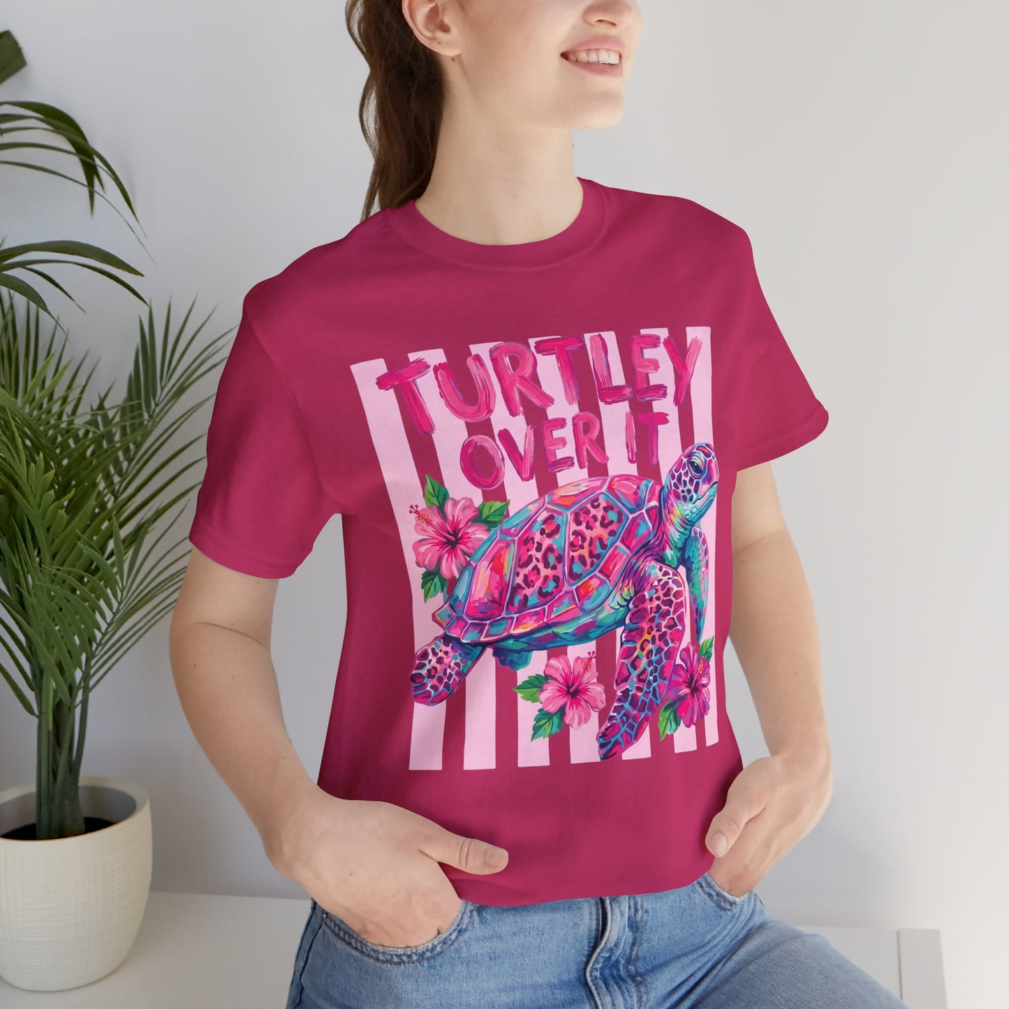 Turtley Over It T-Shirt, Cute Tropical Sea Turtle Graphic Tee - 14953