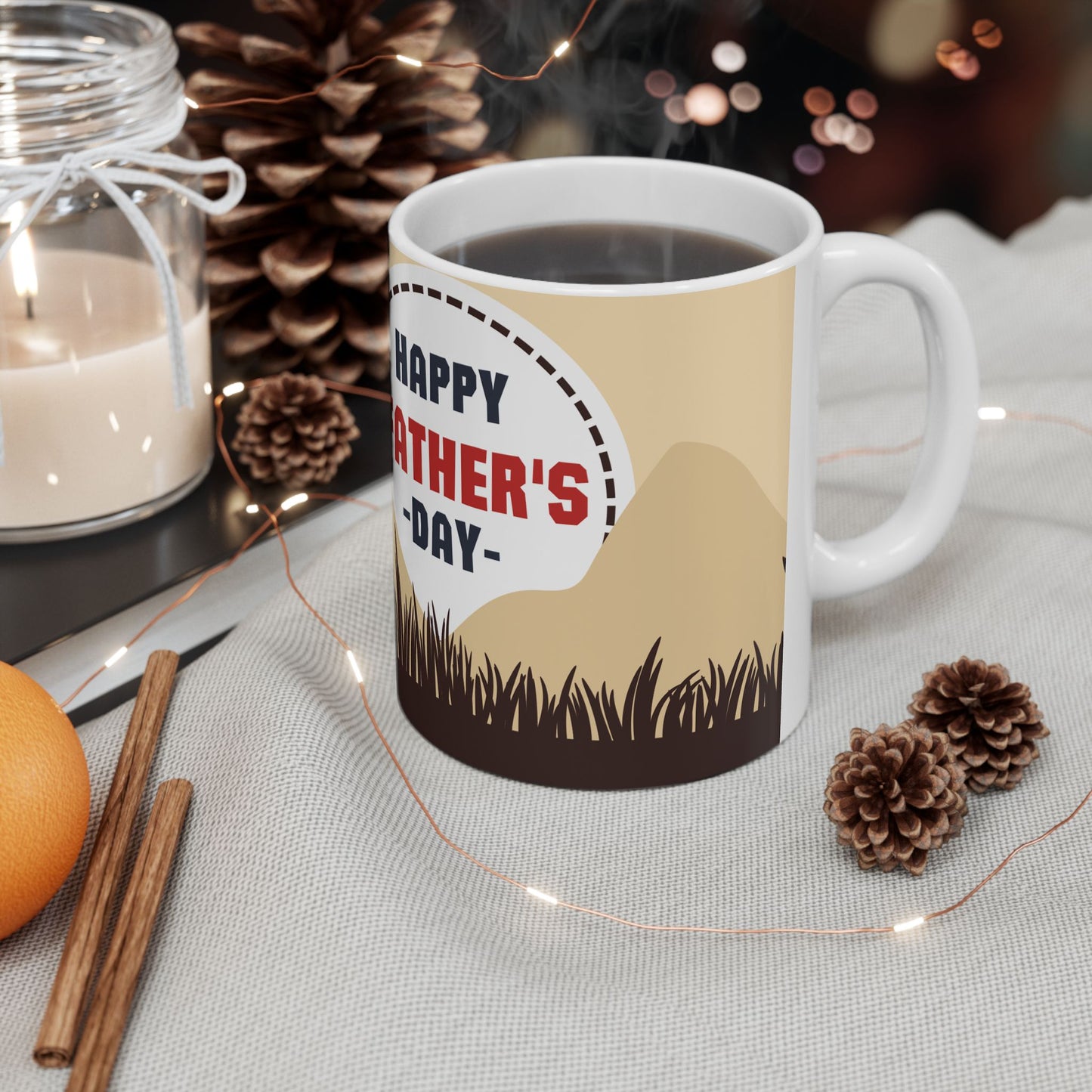 Father's Day Ceramic Mug, Unique Coffee Cup Gift, Dad's Special Mug, Family Bonding, Holiday Present - 14010