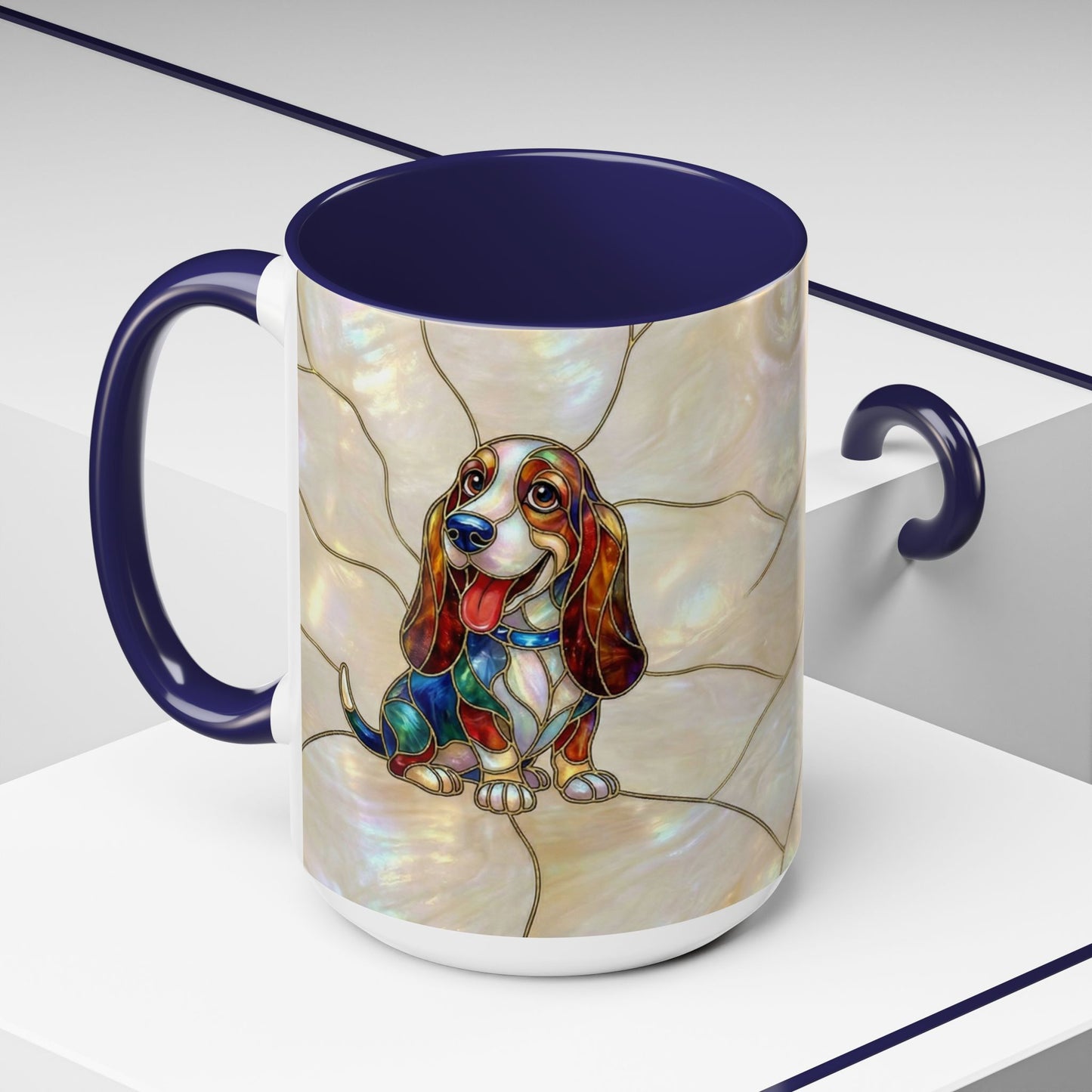Basset Hound Stained Glass Accent Coffee Mug (11/15oz) - 14520