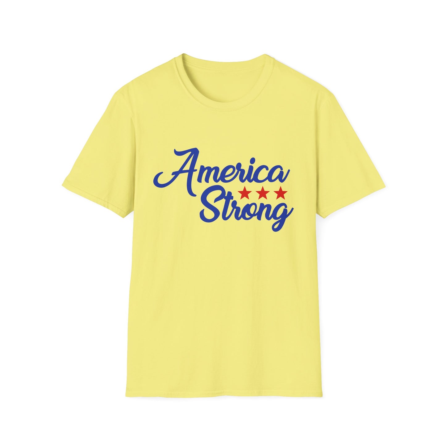 America Strong Unisex Softstyle T-Shirt - Patriotic Tee for BBQs, Memorial Day, 4th of July, Gift for Him/Her, Casual Wear - 13694