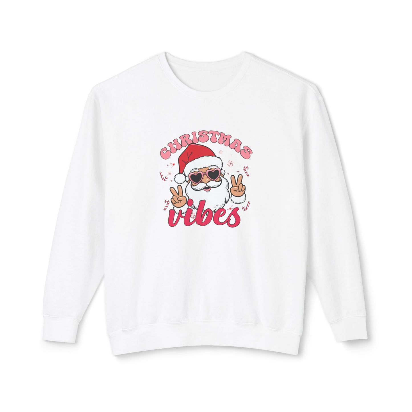 Santa, Christmas Vibes - Unisex Lightweight Crewneck Sweatshirt