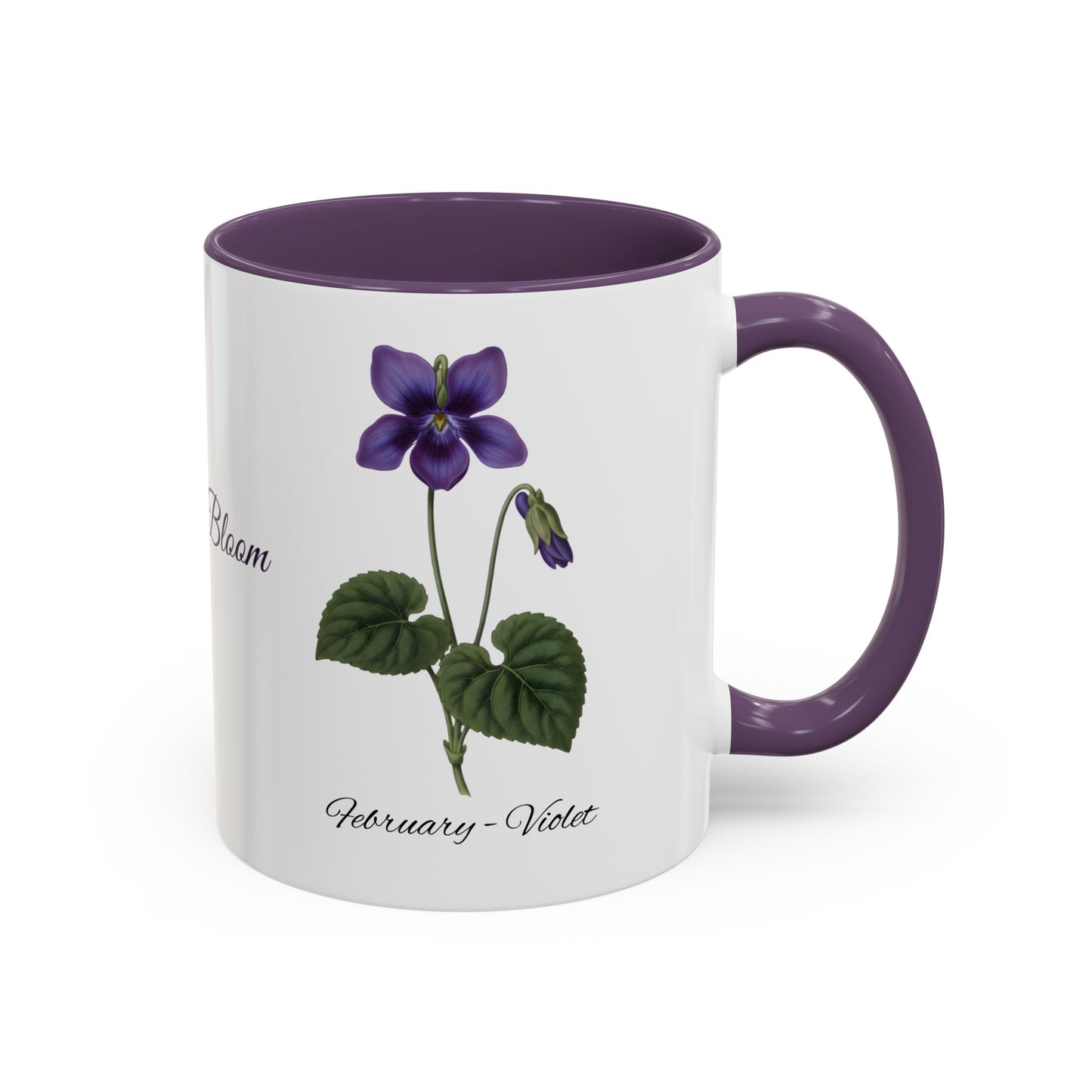 February Birth Flower Violet Mug – Personalized Name Coffee Cup - 14695