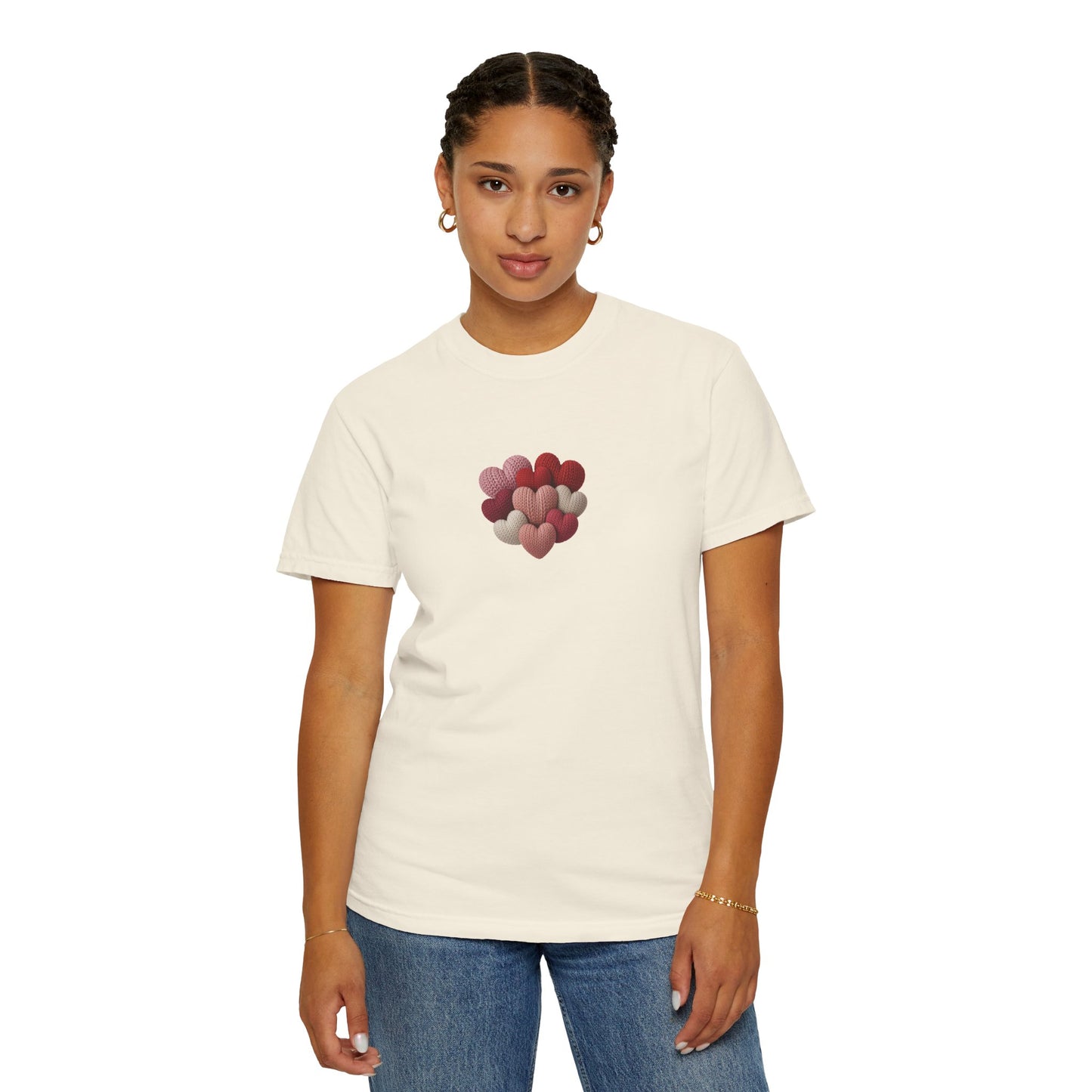 Knitted Hearts Valentine Graphic T-Shirt  - 14748