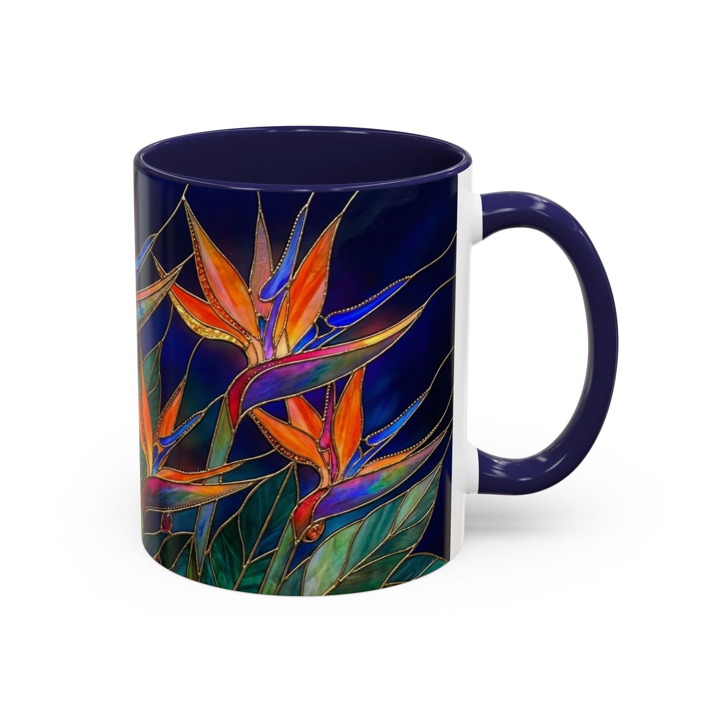 Bird of Paradise Floral Coffee Mug — Stained Glass Design 11/15oz - 14556