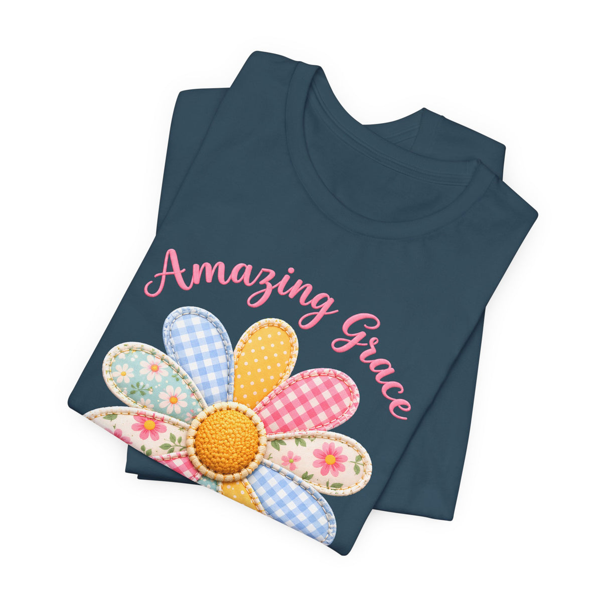 Amazing Grace Daisy T-Shirt, “How Sweet the Sound” Floral Christian Tee - 14992