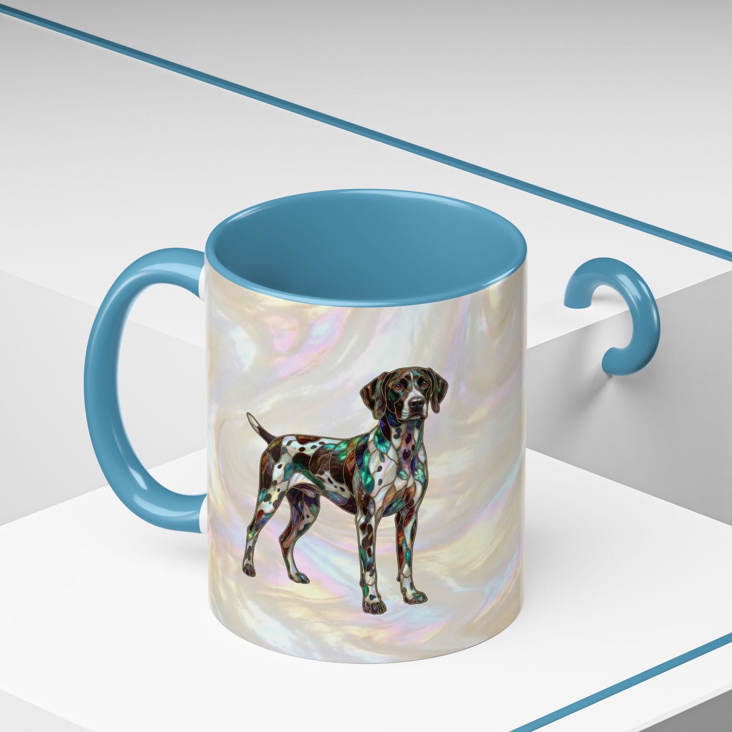 German Shorthaired Pointer Accent Coffee Mug — Stained Glass Design (11/15oz) - 14634