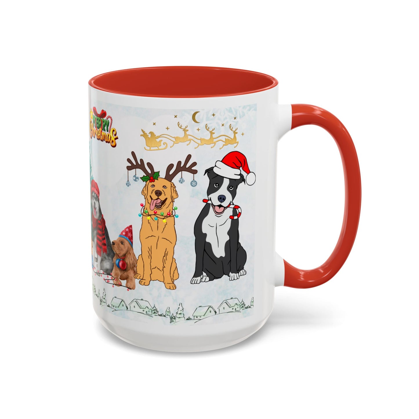 Merry Christmas Dogs - Accent Coffee Mug (11, 15oz)