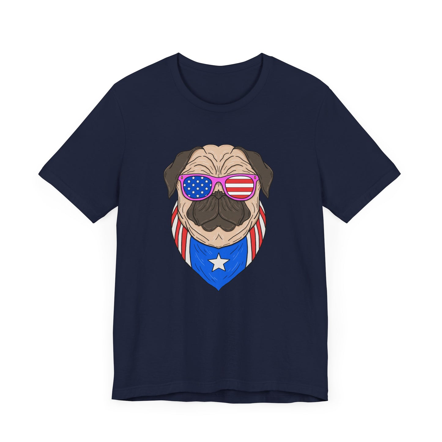 Patriotic Pug Tee, Independence Day T-Shirt, Dog Lovers Gift, Summer Casual Wear, Fun Family Outing Shirt - 13733