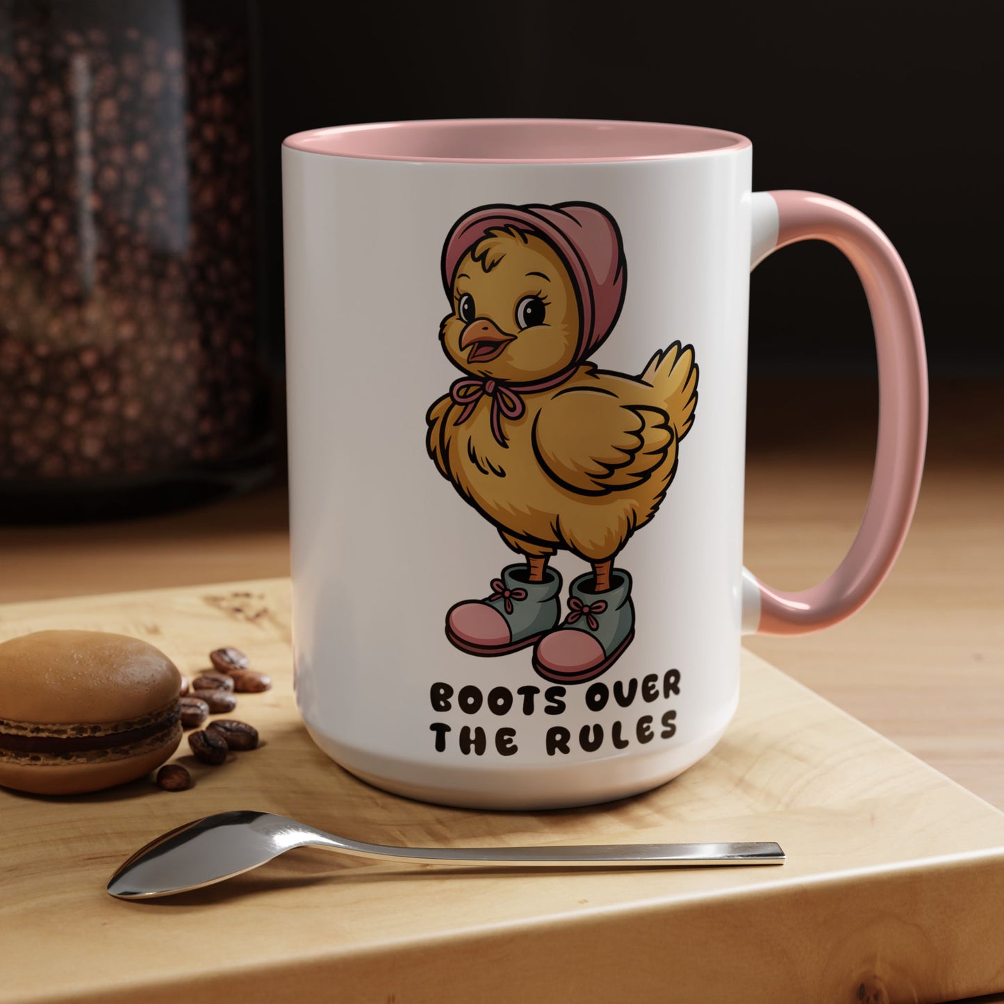 Boots Over The Rules Chick Mug – Cute Chicken Coffee Mug Funny Gift 11/15oz - 14862