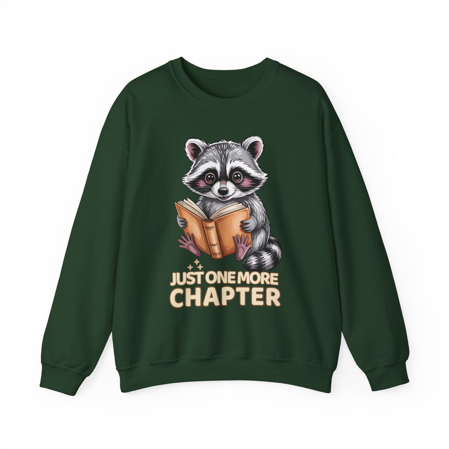Just One More Chapter Sweatshirt – Cute Raccoon Reading Graphic, Book Lover Gift for Teacher or Librarian - 14791