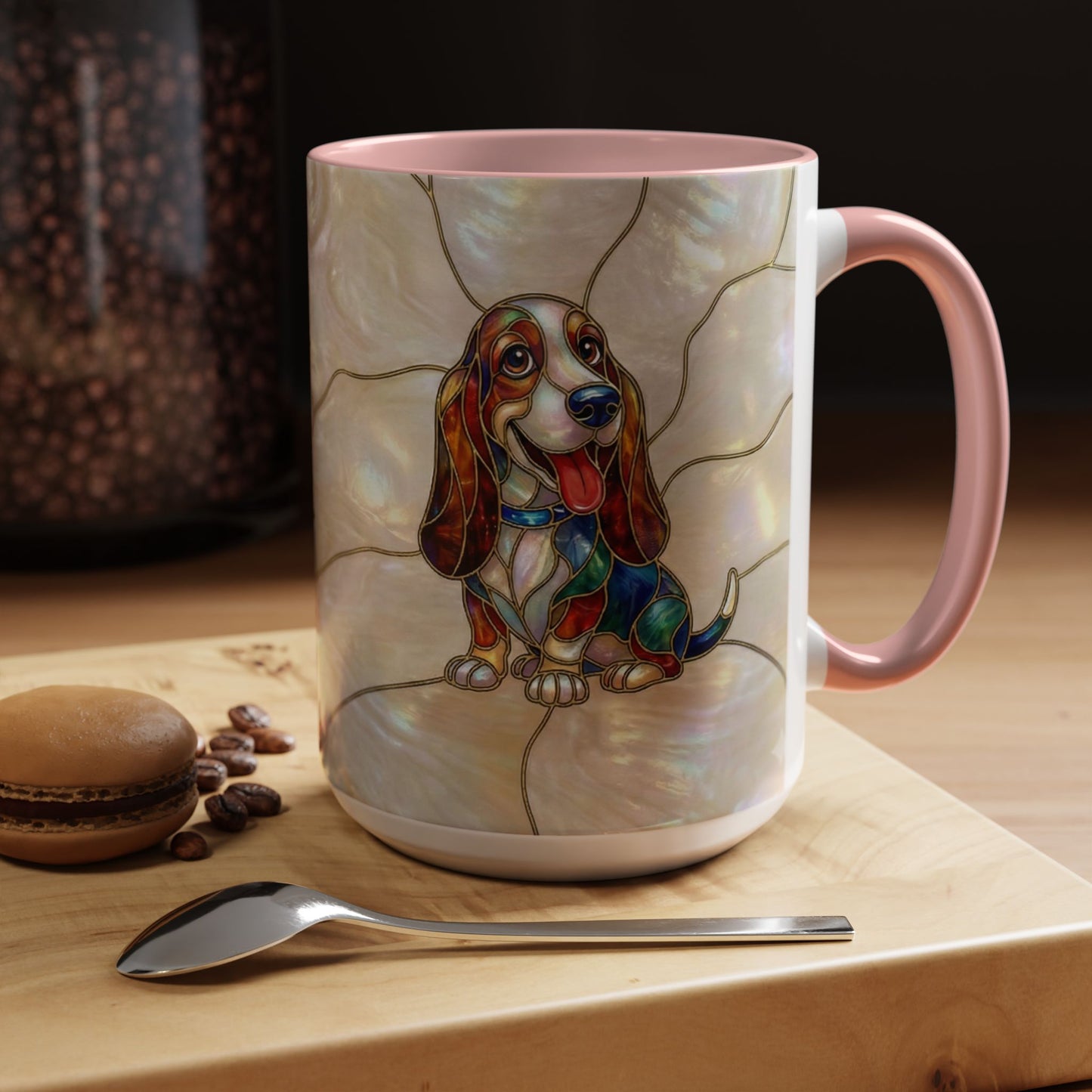 Basset Hound Stained Glass Accent Coffee Mug (11/15oz) - 14520