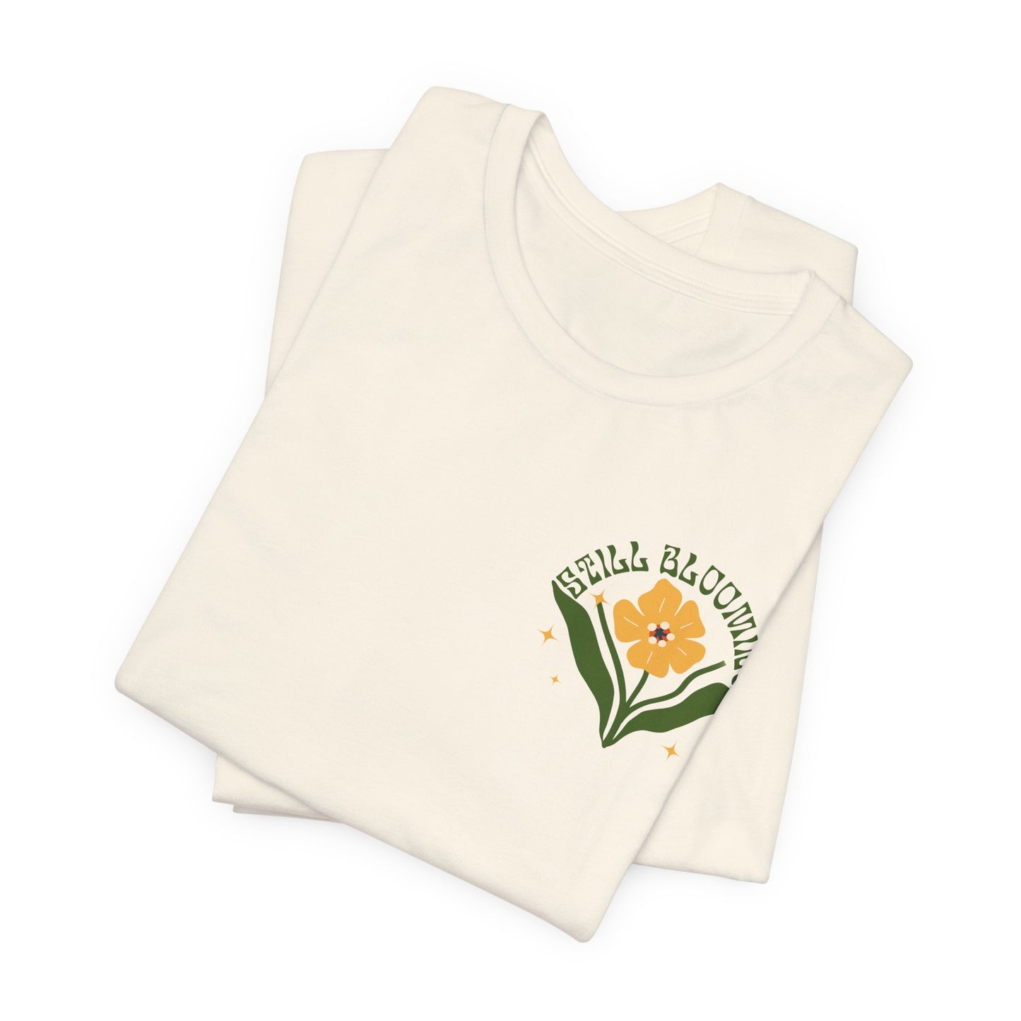 Still Blooming Floral T-Shirt, Retro Yellow Flower Graphic Tee  - 14957