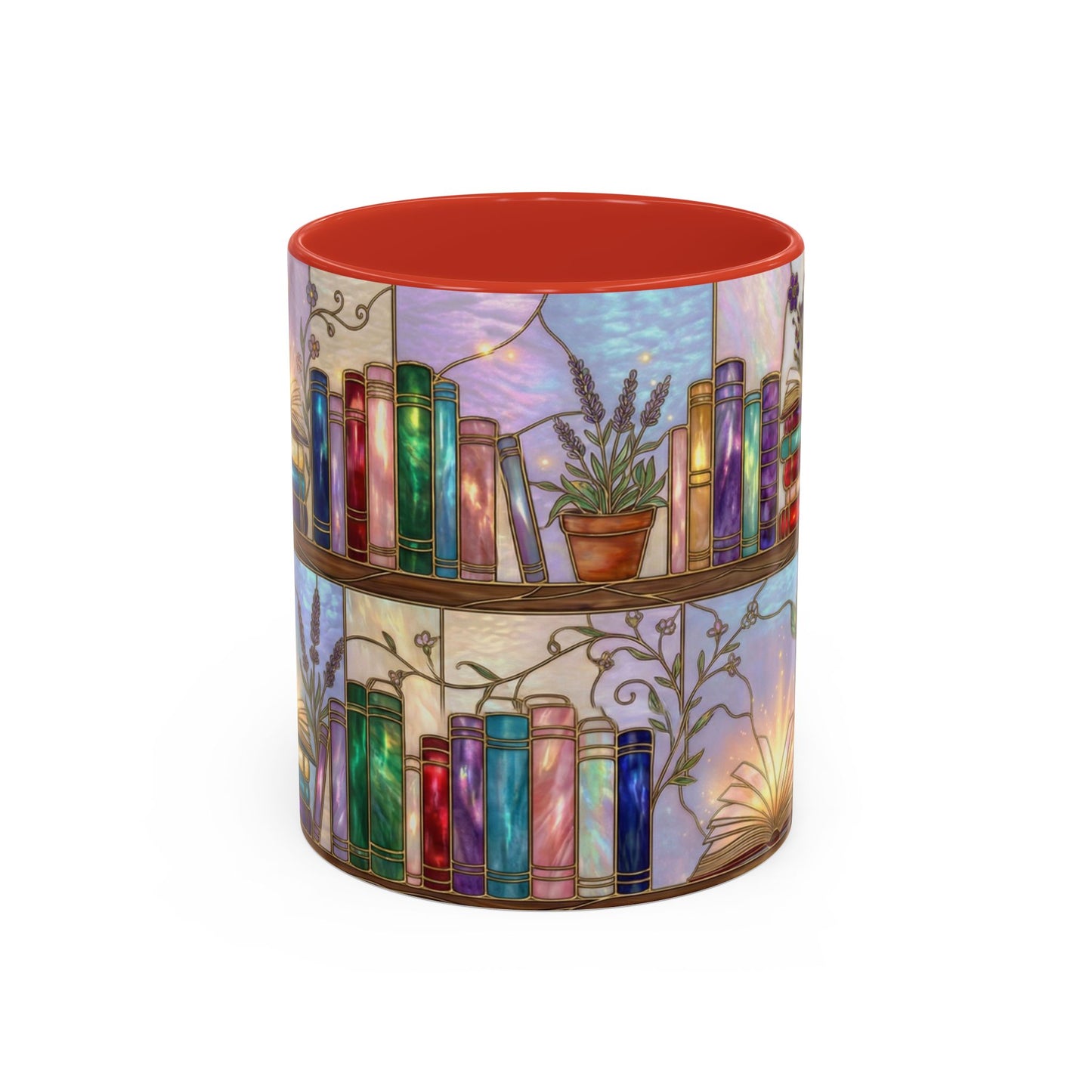 Magic Book Shelf Accent Coffee Mug — Stained Glass Design (11/15 oz) - 14529