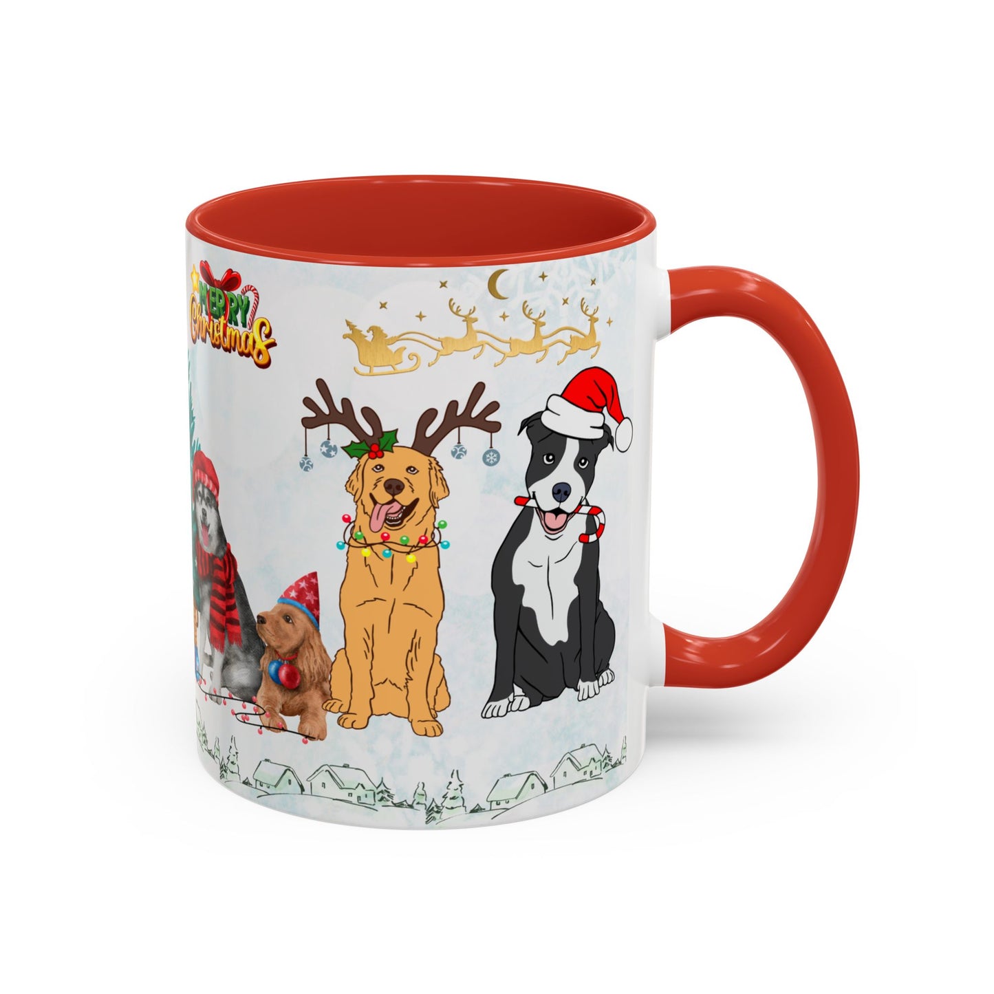 Merry Christmas Dogs - Accent Coffee Mug (11, 15oz)