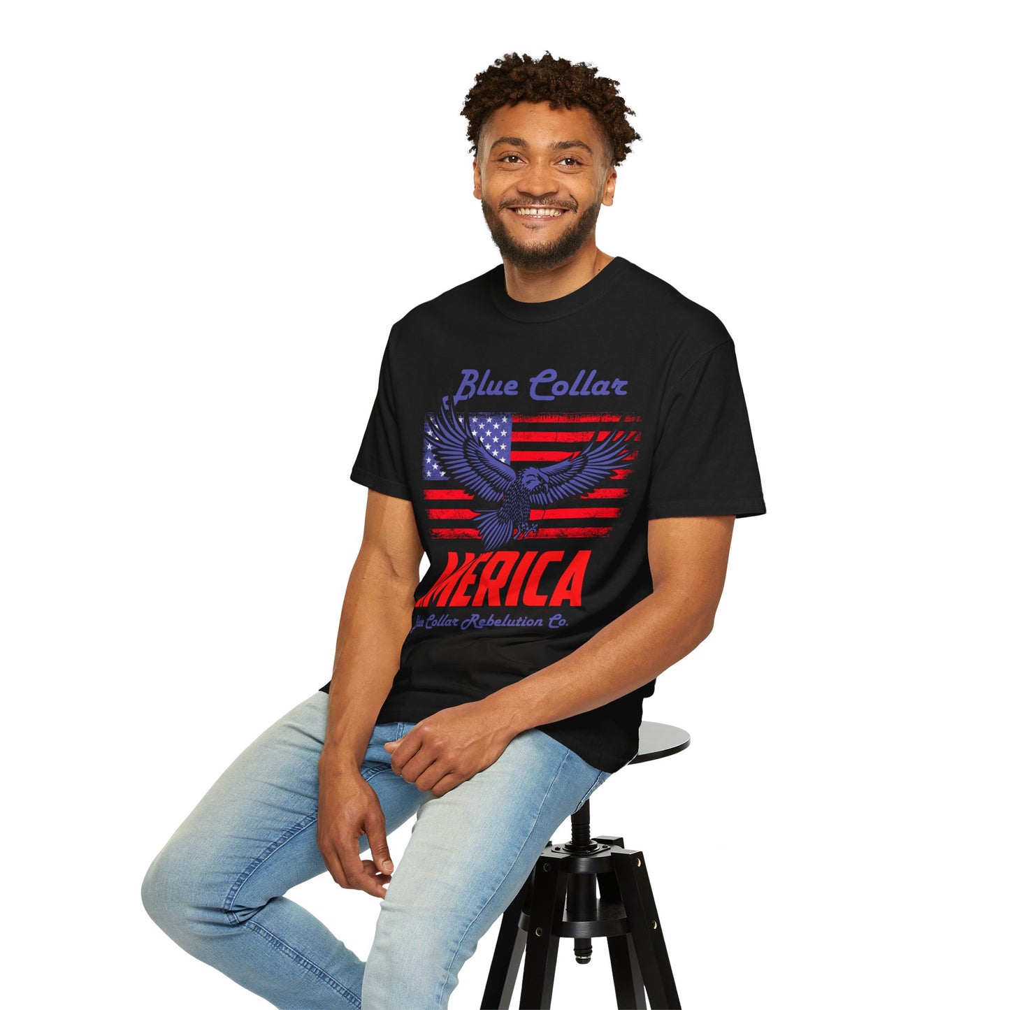 Unisex American Eagle Graphic Tee - Perfect for Patriotic Events, Casual Wear, 4th of July Gatherings, Gifts for Blue Collar Workers - 13695
