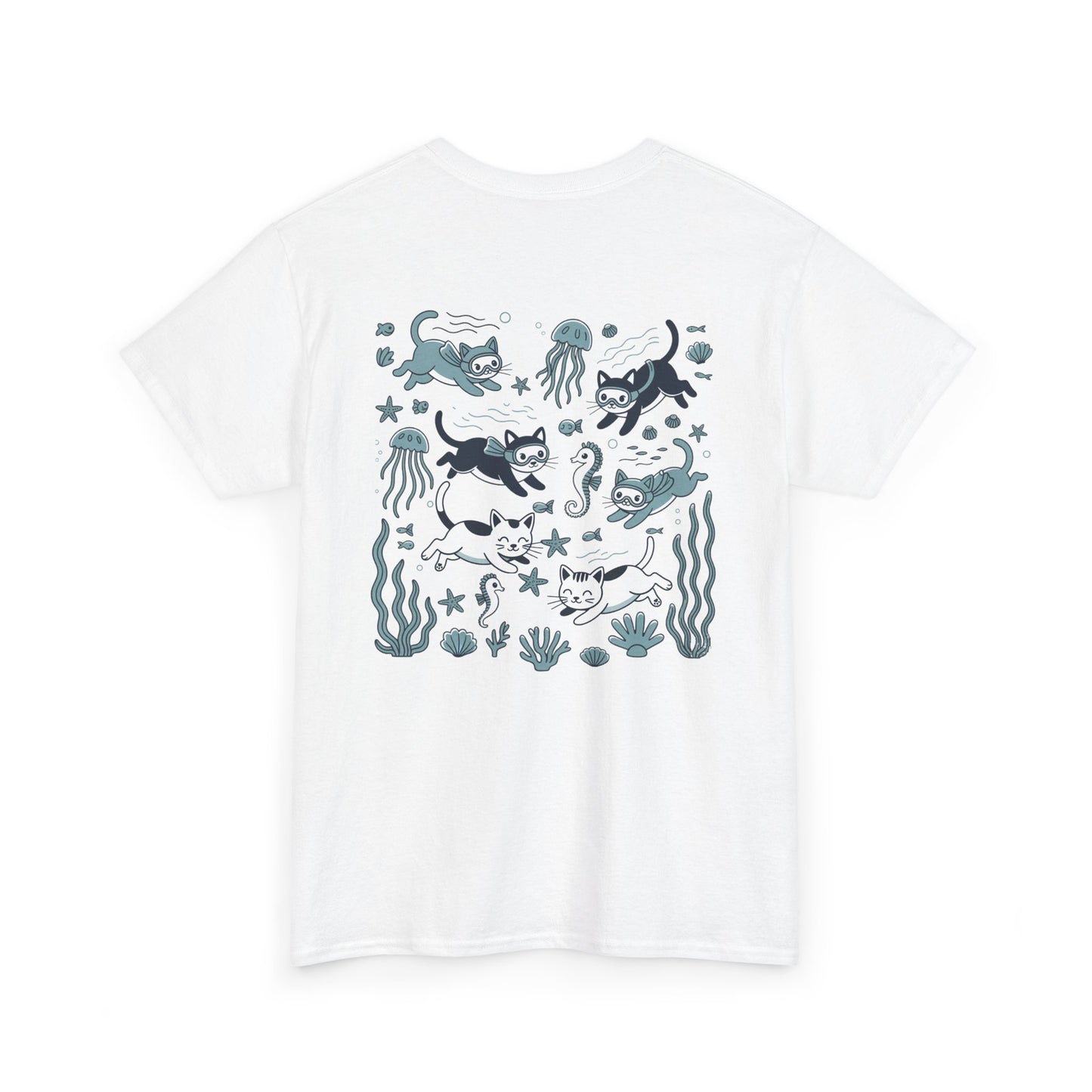 Sea Cats T-Shirt — Cute Underwater Cat Graphic Tee, Ocean Cat Lover Gift - 14869
