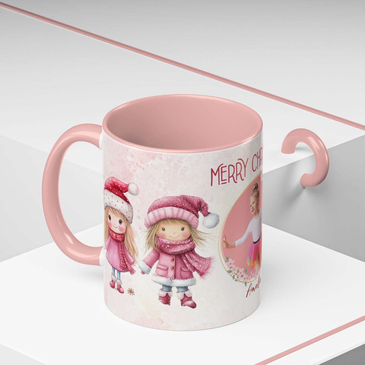 Amelia, Christmas Girl, Customizable - Accent Coffee Mug (11, 15oz) - 10144