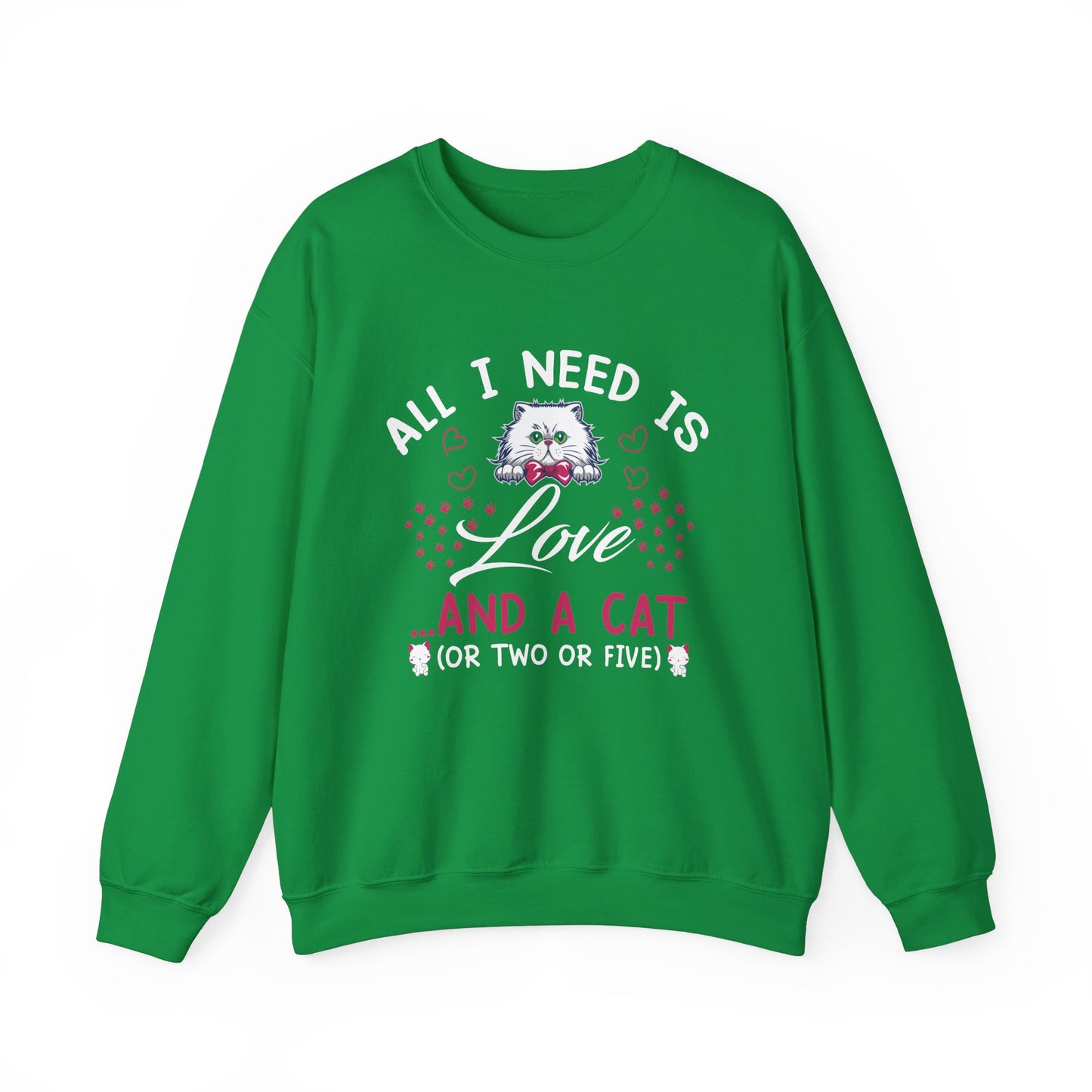 All I Need Is Love & Cat - Unisex Heavy Blend™ Crewneck Sweatshirt