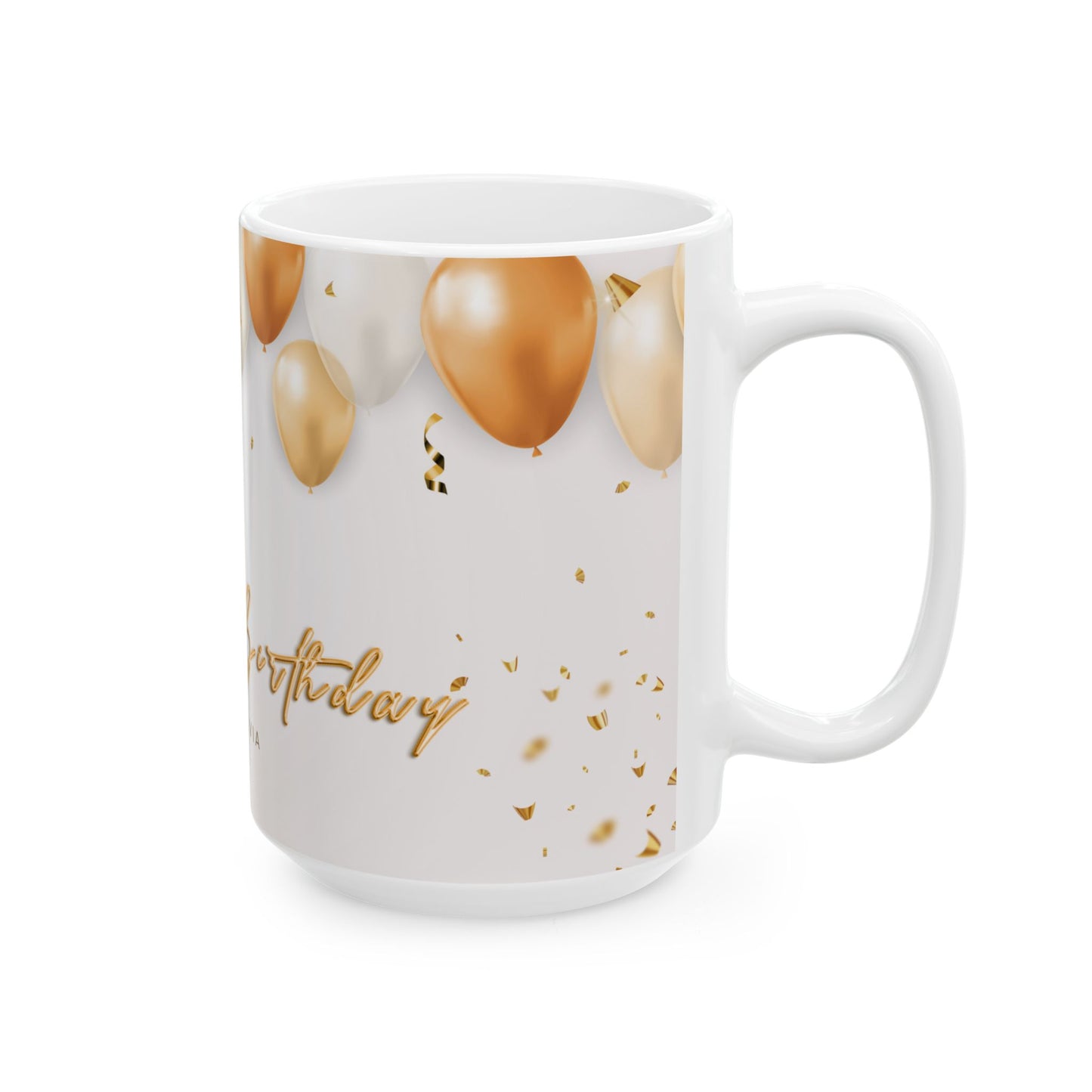 Birthday Celebration Ceramic Mug - Customizable Gift with Balloons, Perfect for Anniversaries, Parties, and Special Occasions - 13985