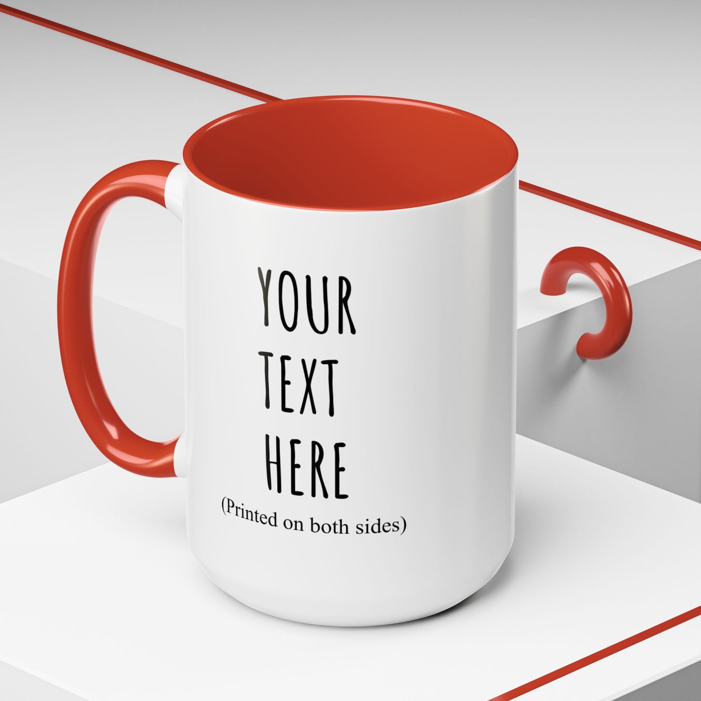Personalized Accent Coffee Mug – Custom Text Printed Both Sides (11oz & 15oz) - 14676