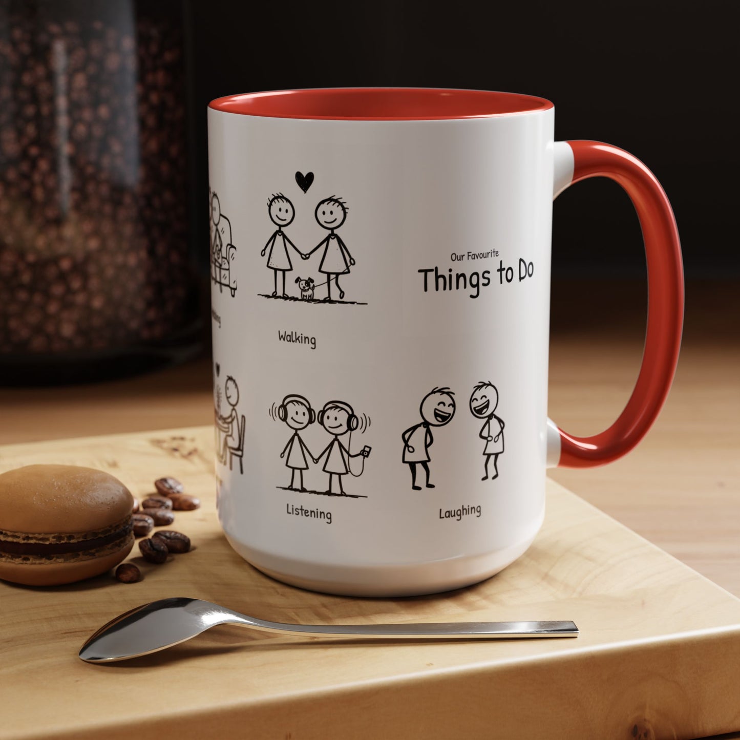 Our Favorite Things to Do Valentine’s Mug – Cozy Couples Illustrated Accent Coffee Mug - 14705