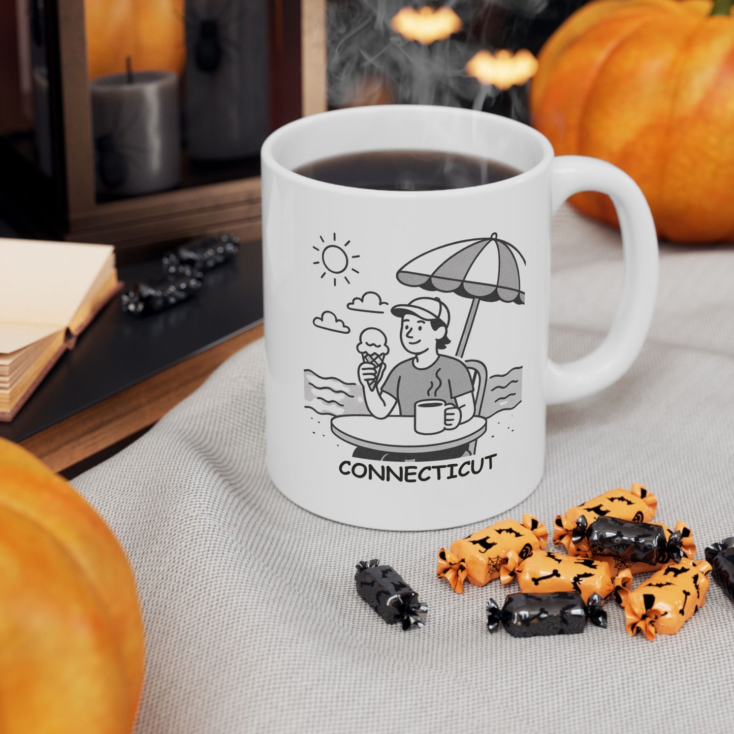 "In Connecticut, we like our summers like we like our coffee—hot and full of ice cream." Ceramic Mug - 13884