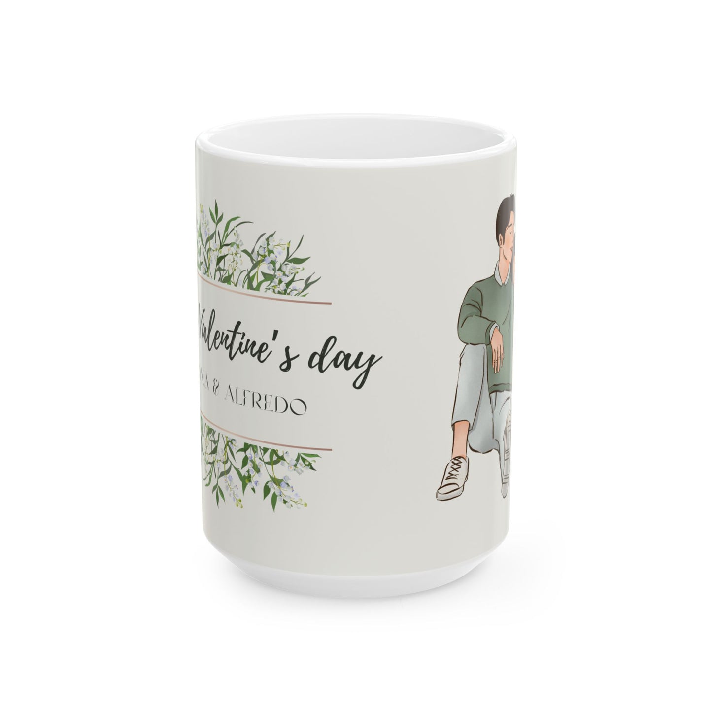 Happy Valentine's Day, Names, Customizable - Ceramic Mug, (11oz, 15oz) - 10924