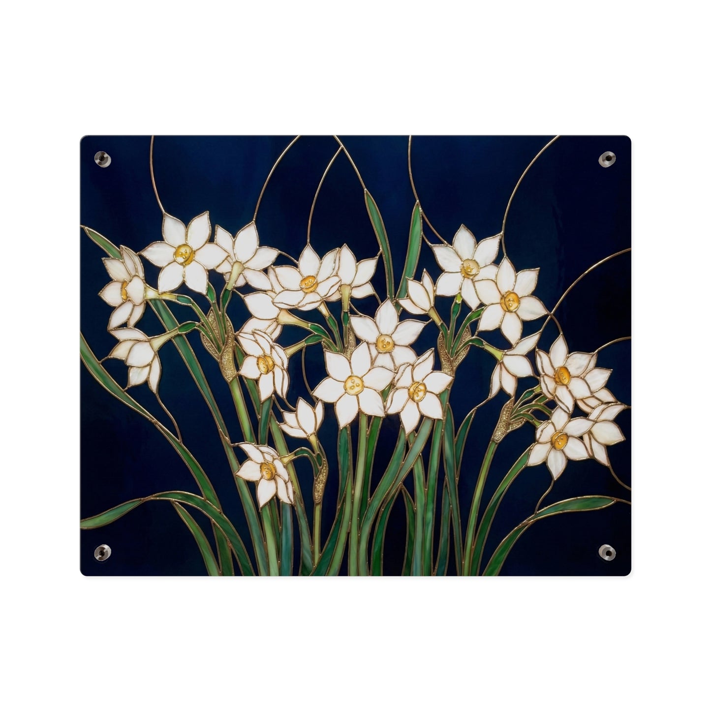 Whitepaper Narcissus Acrylic Wall Art Panel — (Floral Modern Decorative Plaque) - 14598
