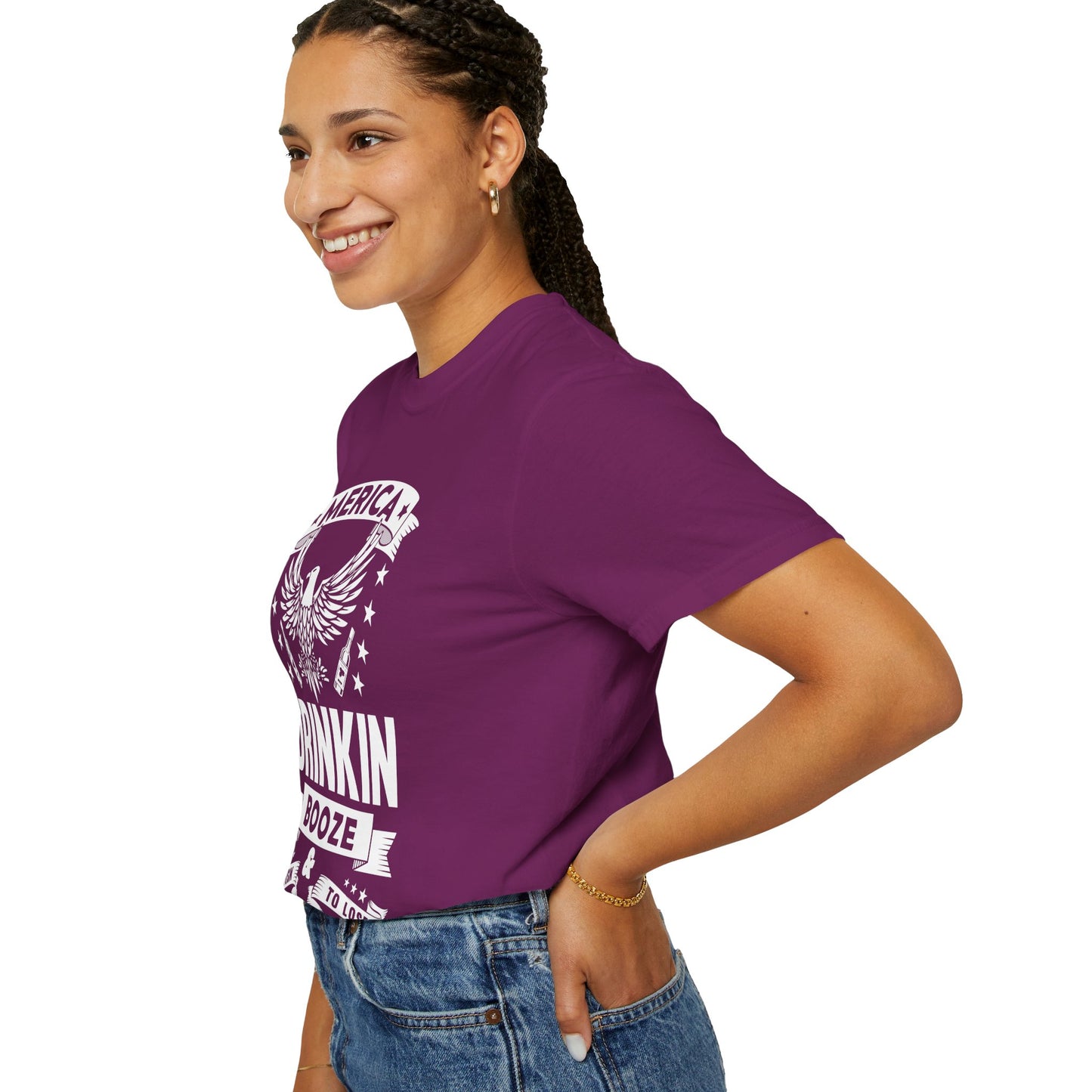 Patriotic Graphic Tee, Unisex Vintage T-shirt, Amerca Drinking Booze Shirt, Independence Day Gift, Casual Wear, Freedom Fashion - 13788