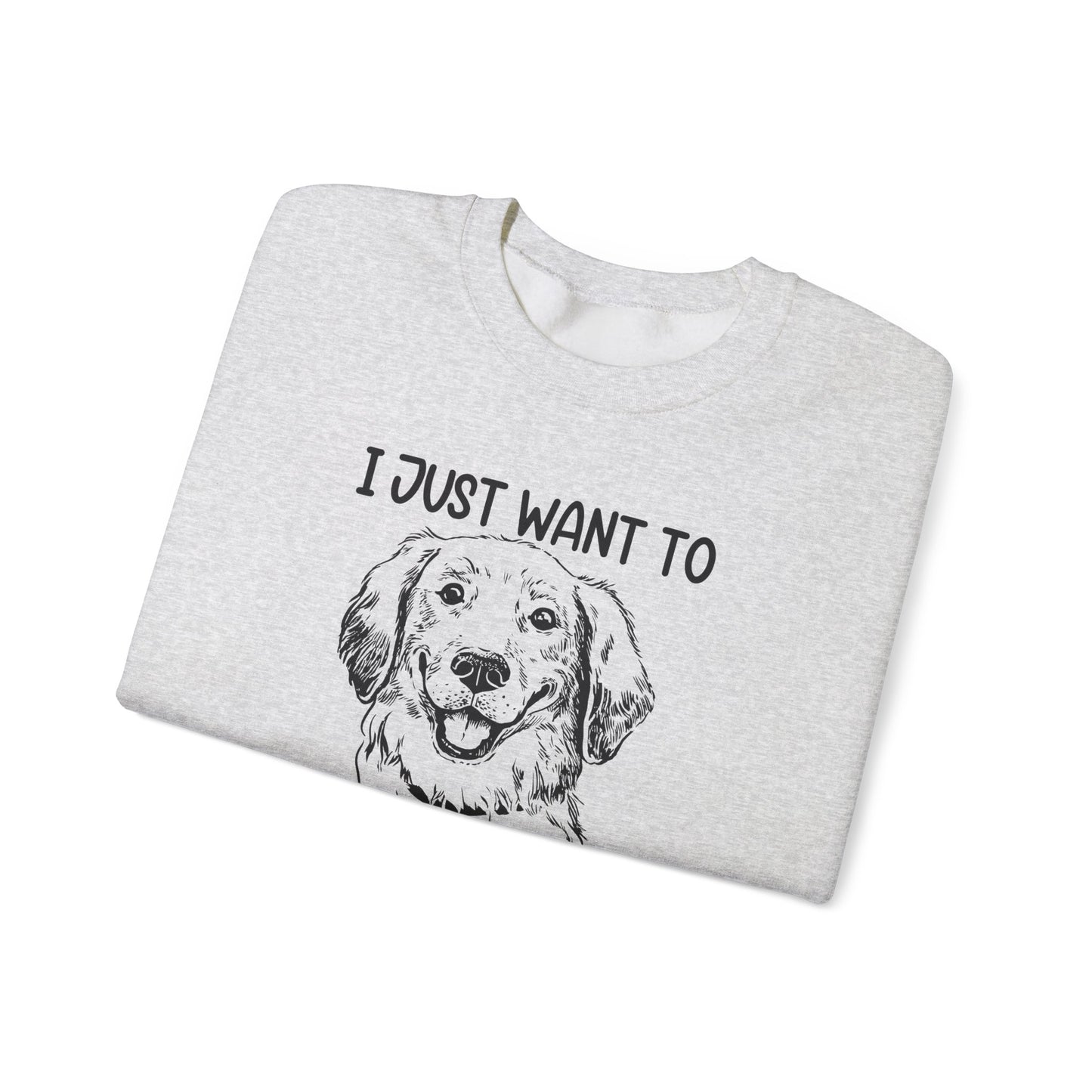 I Just Want Drink Wine and Pet My Dog - Unisex Heavy Blend™ Crewneck Sweatshirt