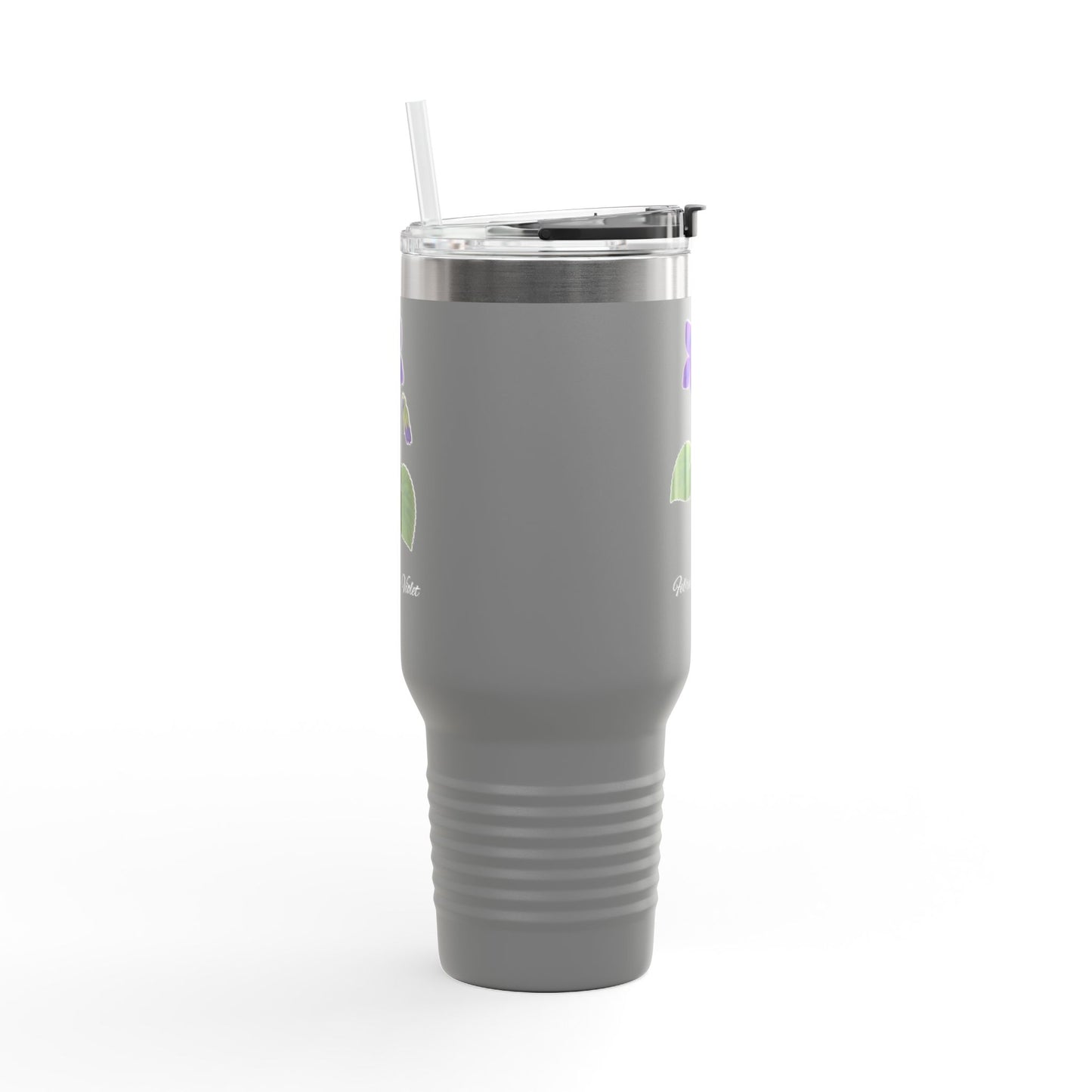 Violet (Single) Floral Tumbler – February Birth Flower Gift | 40oz Insulated Travel Mug, Customizable — 14698