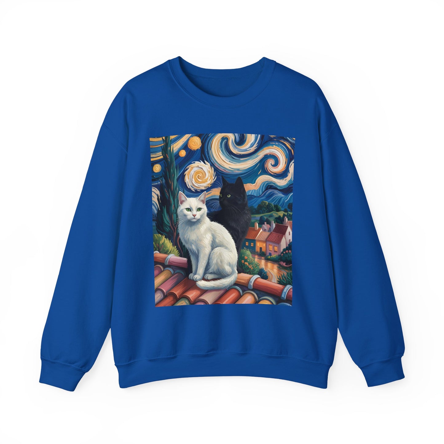 Van Gogh Style Cat Art Sweatshirt - Cozy Unisex Crewneck, Valentines Day Gift for Cat Lovers - 14761