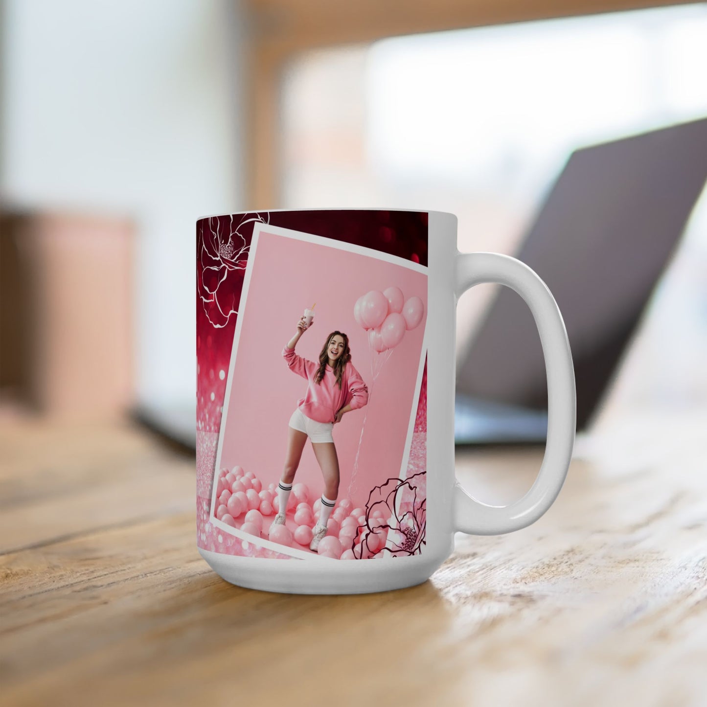 Happy Birthday Ceramic Mug | Personalized Gift for Friends | Celebration Cup | Best Friend Birthday Mug | Pink Sparkle Design - 13991
