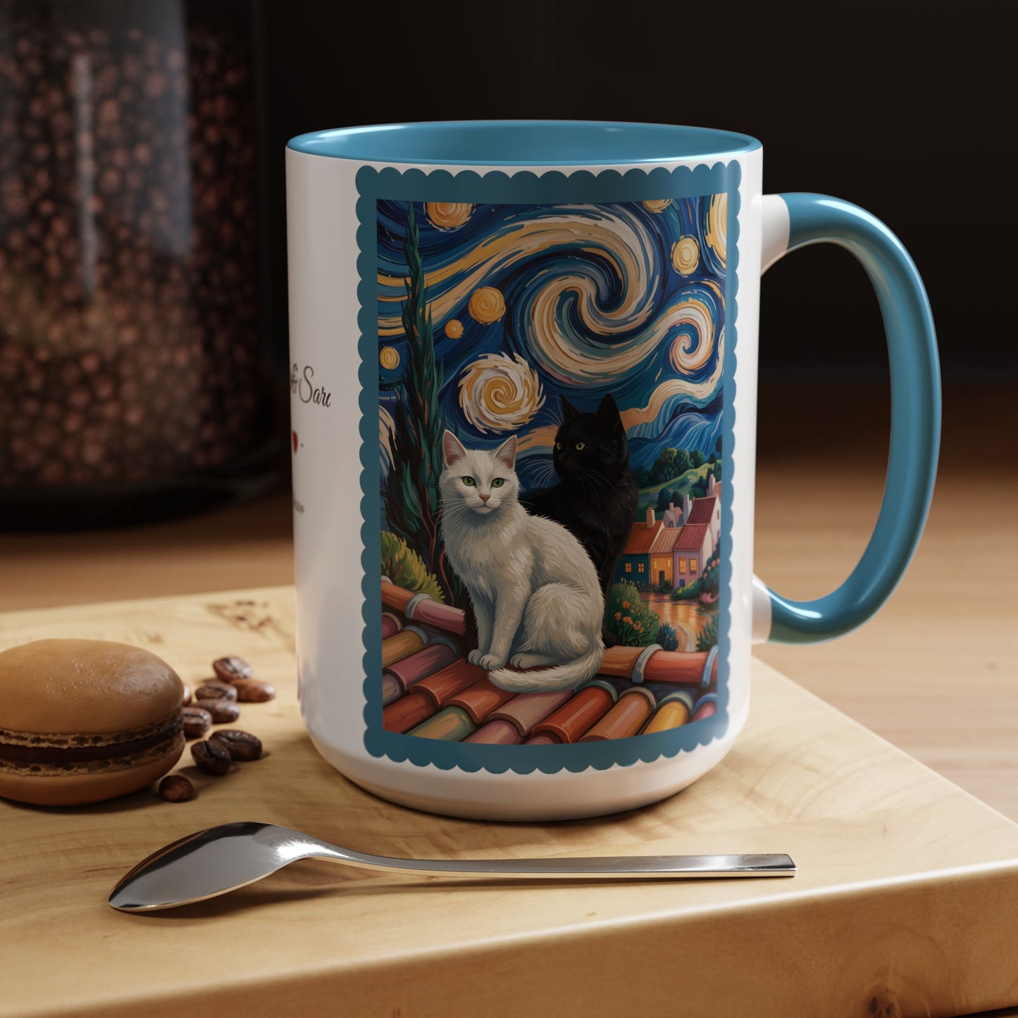 Van Gogh Inspired Cat Art Mug – Valentine’s Gift for Cat Lovers, 11oz / 15oz Coffee Mug - 14762