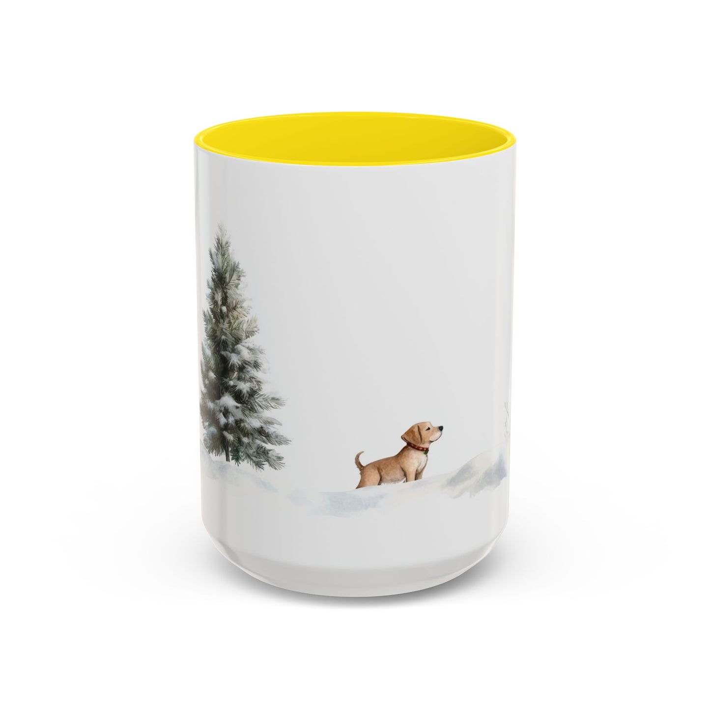 Winter Tree, Snowman & Puppy - Accent Coffee Mug (11, 15oz) - 10404