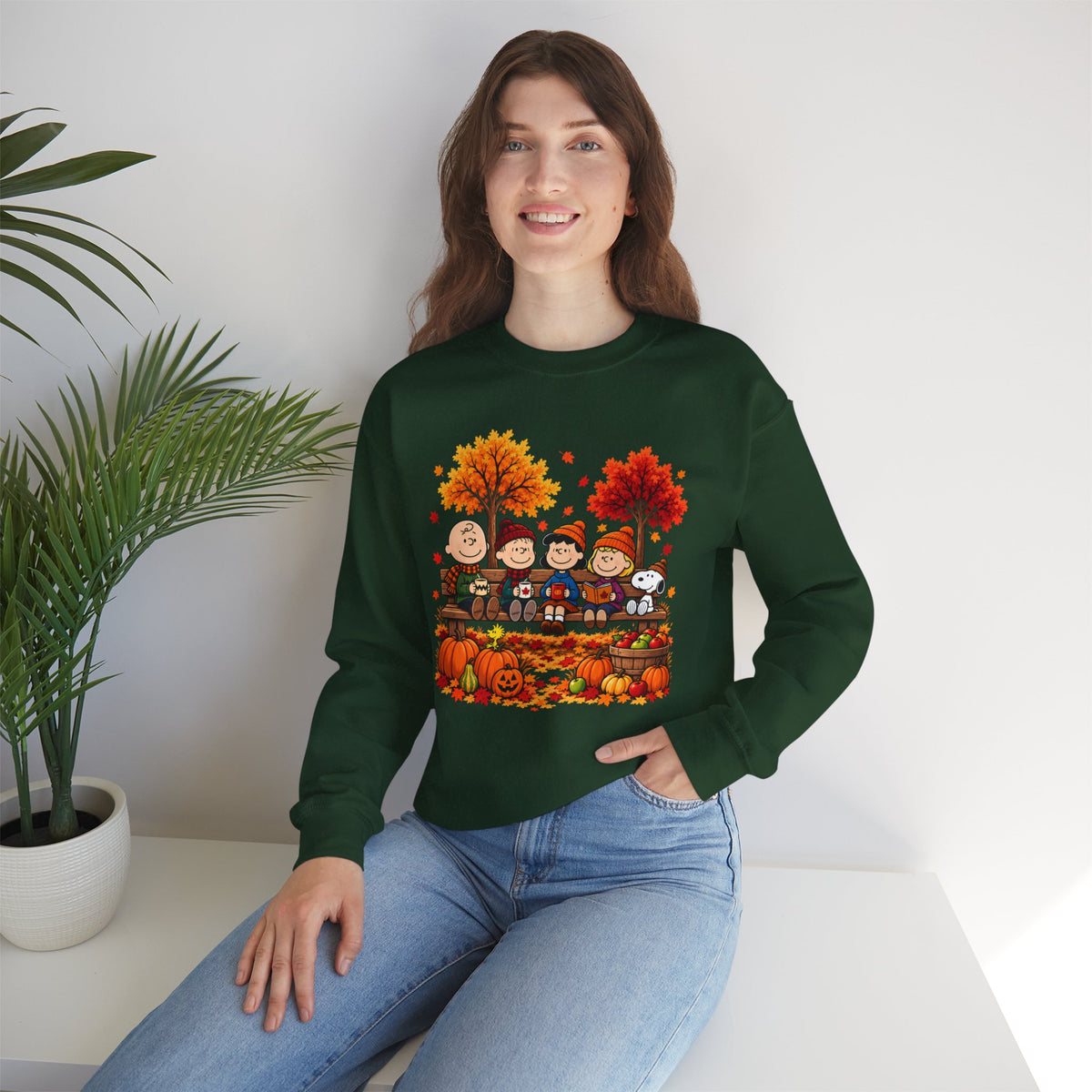 Fall Friends Crewneck Sweatshirt, Cute Autumn Pumpkin Patch Design - 14999