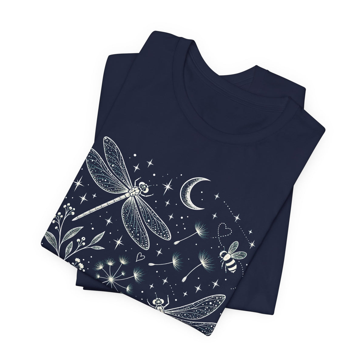 Dragonfly Moon T-Shirt, Whimsical Celestial Nature Tee - 14518