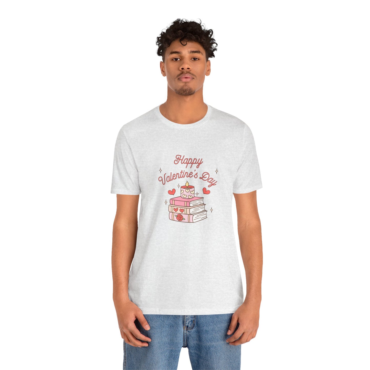 Books, Happy Valentine's Day - Unisex Jersey Short Sleeve Tee - 11572
